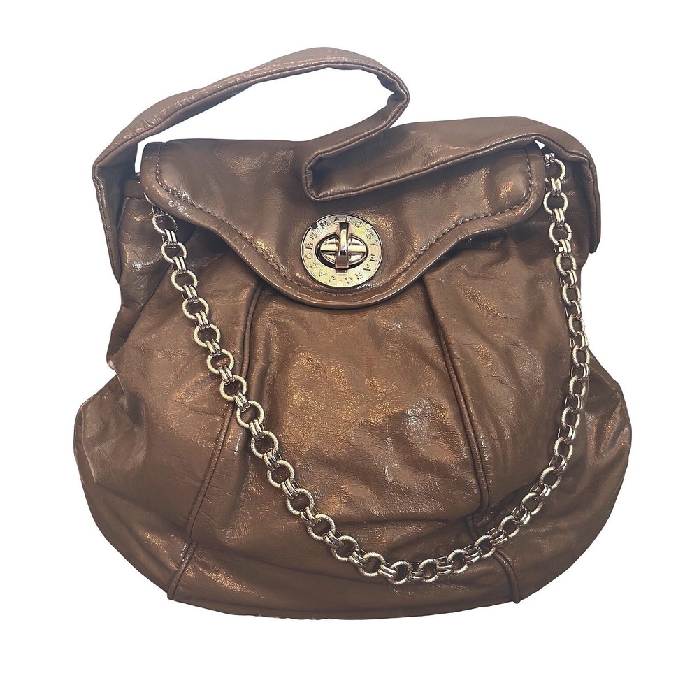 Marc by Marc Jacobs Totally Turnlock Leather Chain hobo Shoulder Bag Brown